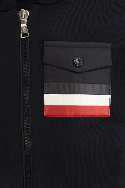 Sweatshirt with zip and tricolour pocket