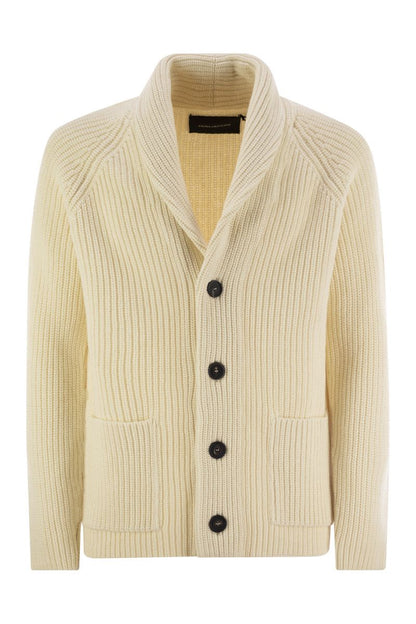 Ribbed wool cardigan