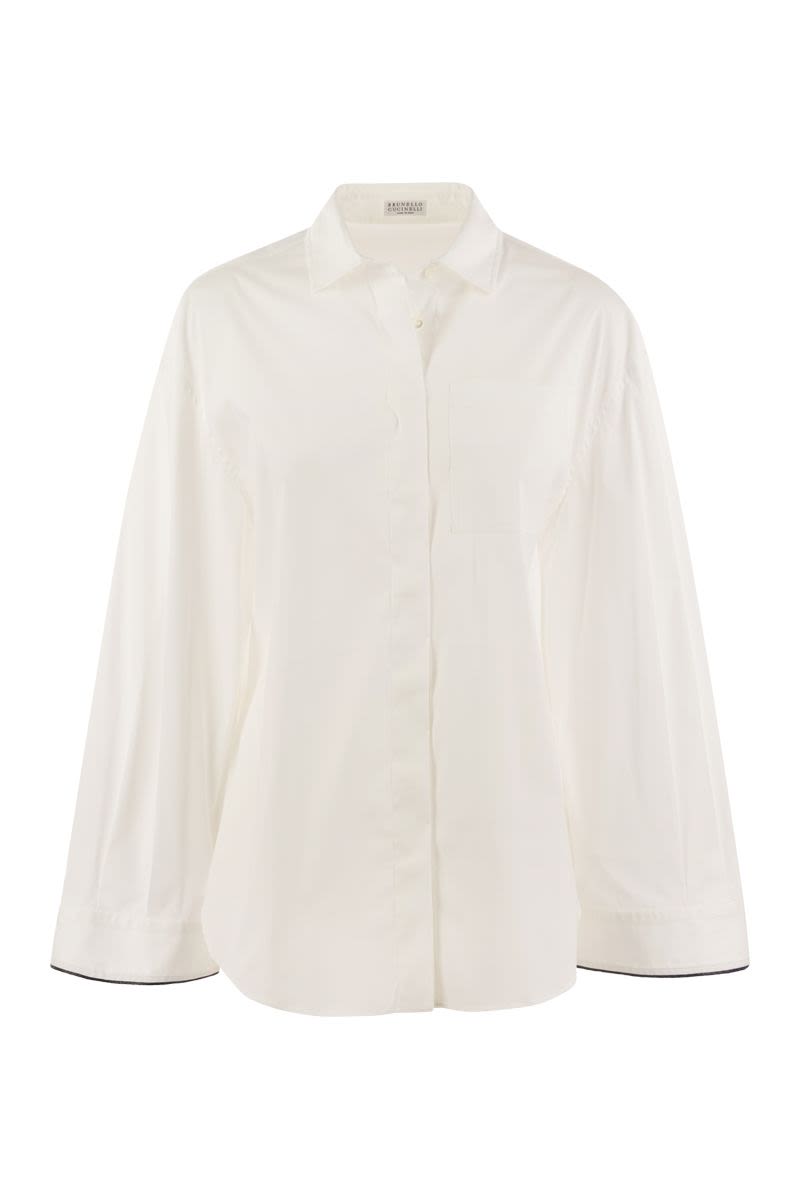 Stretch cotton poplin shirt with Shiny Cuff Details