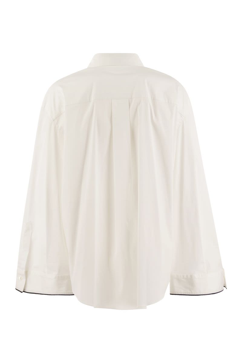 Stretch cotton poplin shirt with Shiny Cuff Details