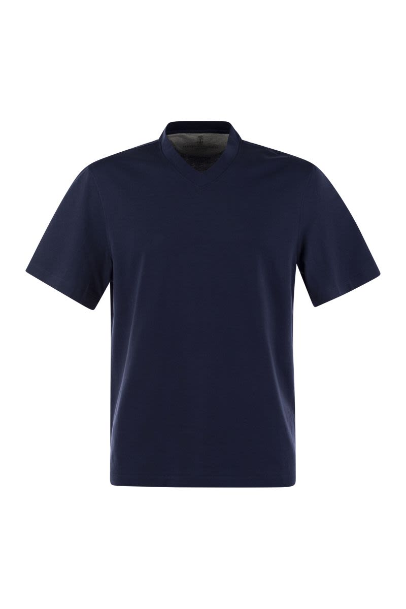 Cotton jersey V-neck T-shirt