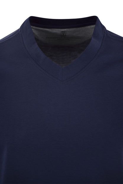 Cotton jersey V-neck T-shirt