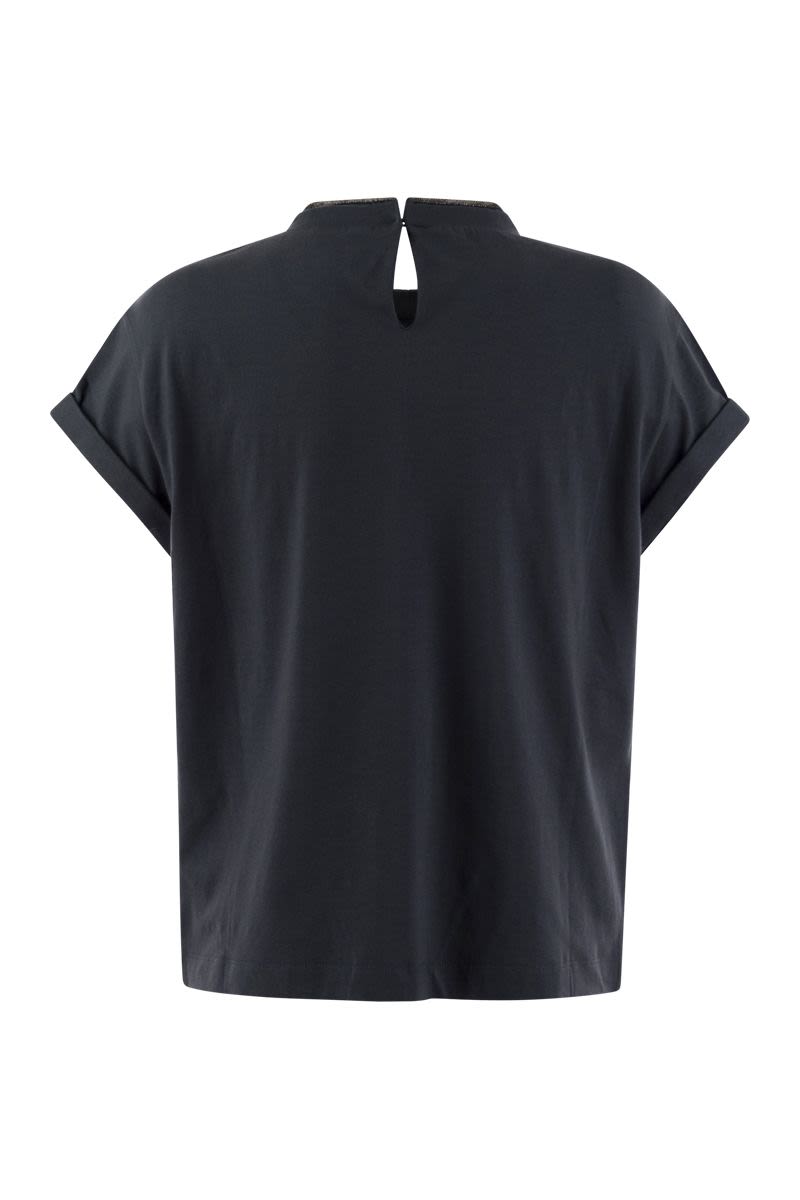 Stretch cotton jersey T-shirt with Precious faux-layering