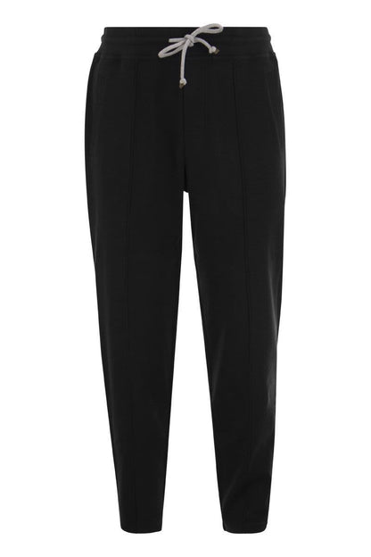 Techno cotton fleece trousers with crête