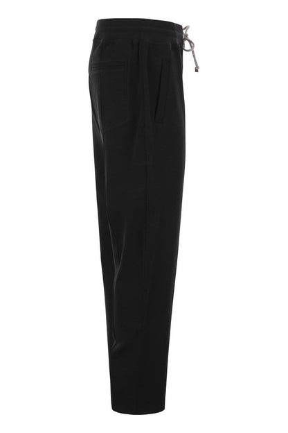 Techno cotton fleece trousers with crête