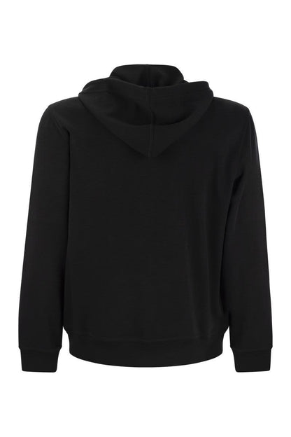 Techno Cotton Interlock Zip-Front Hooded Sweatshirt