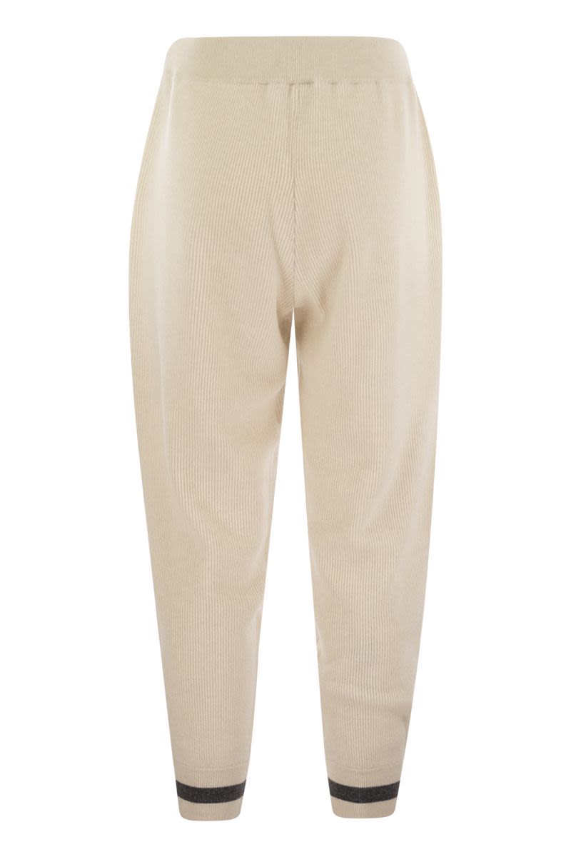 English rib cashmere knit trousers