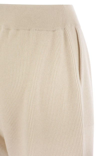 English rib cashmere knit trousers