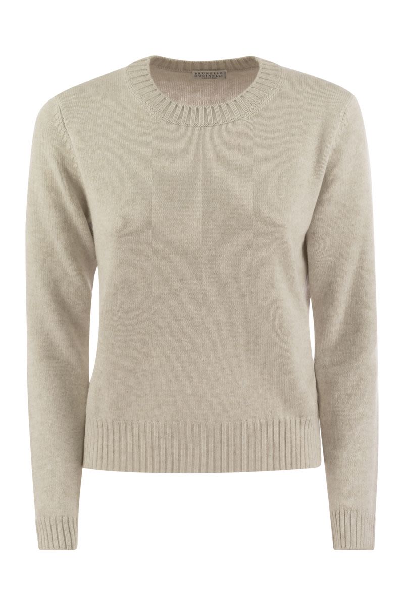 Cashmere sweater with shiny cuff details