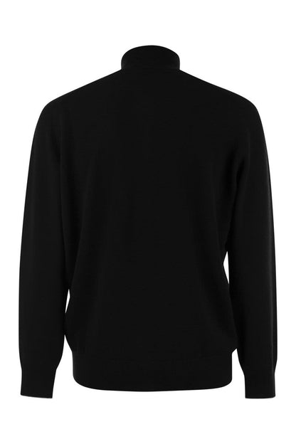 High-necked cashmere cardigan with zip