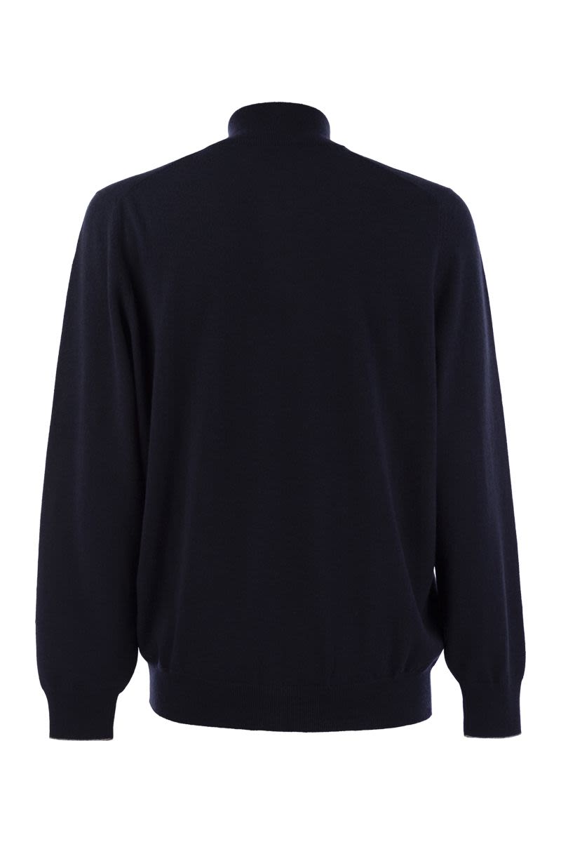 High-necked cashmere cardigan with zip