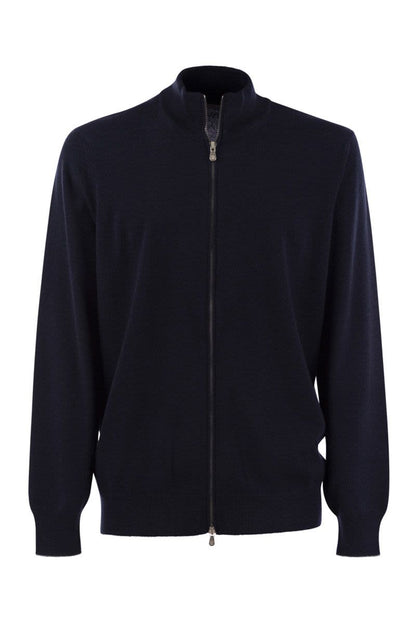 High-necked cashmere cardigan with zip