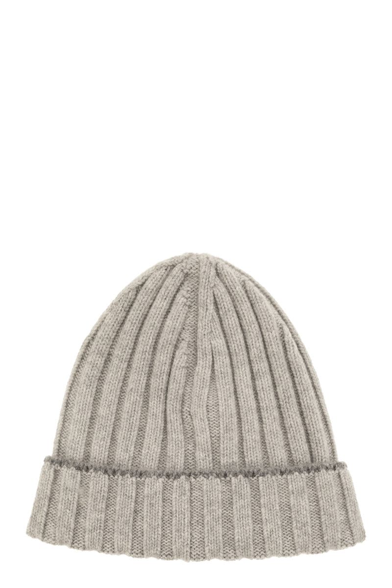 English rib cashmere knit Beanie