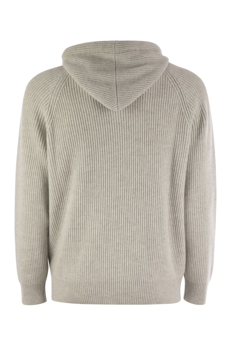 English rib cashmere knit hooded topwear