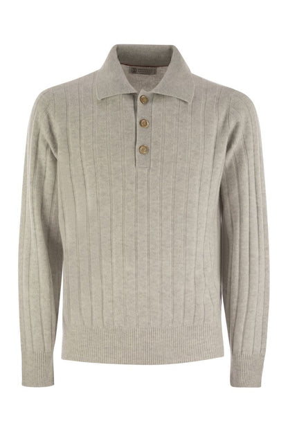 Cashmere knit polo shirt