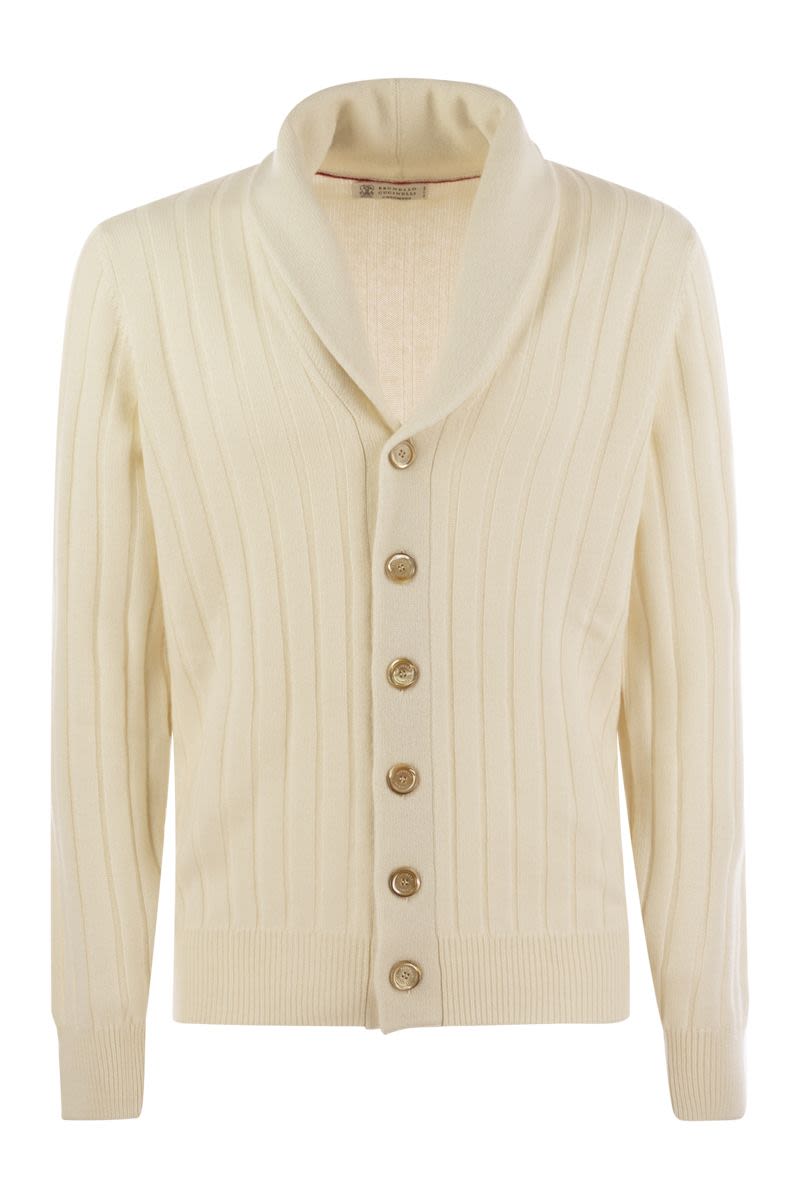 Ribbed cashmere cardigan