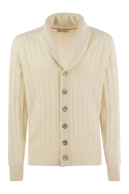 Ribbed cashmere cardigan