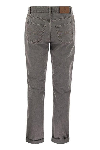 Five-pocket traditional fit denim trousers