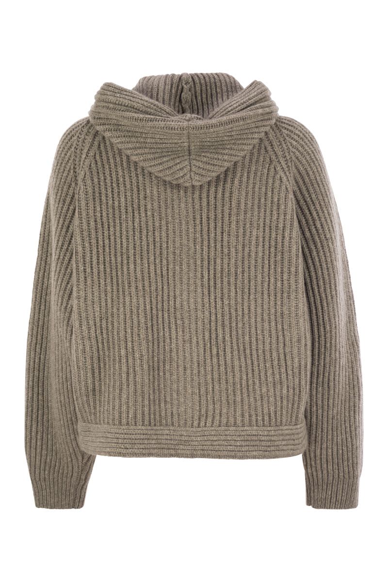 Hooded cashmere cardigan