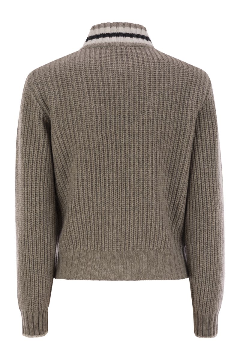 Cashmere Cardigan with Shiny Trims