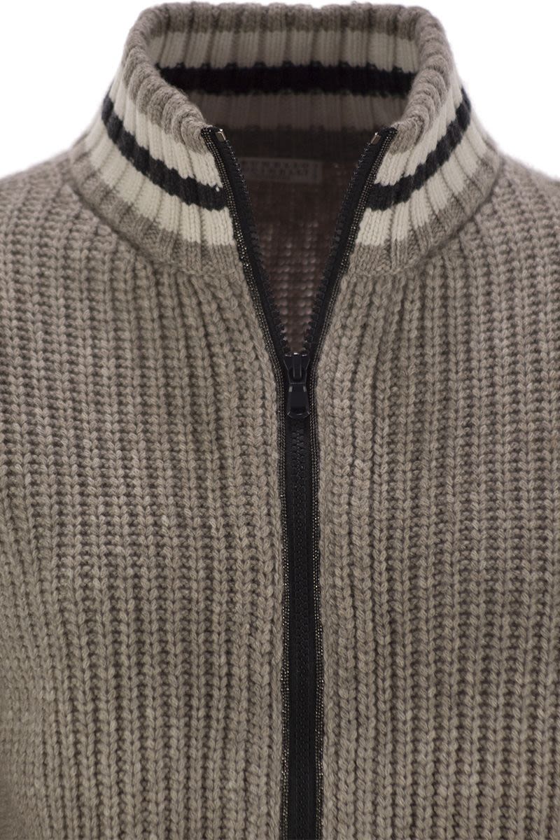 Cashmere Cardigan with Shiny Trims