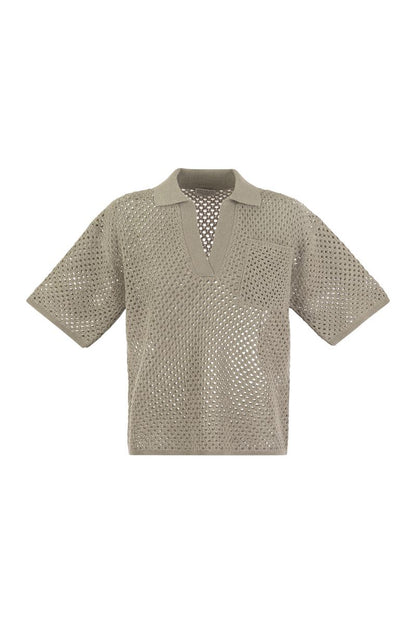 Net polo-style cotton jersey