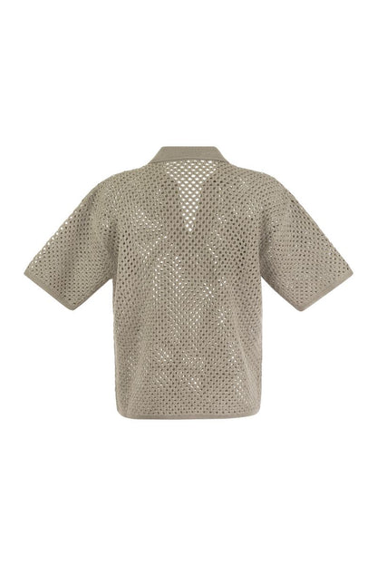 Net polo-style cotton jersey