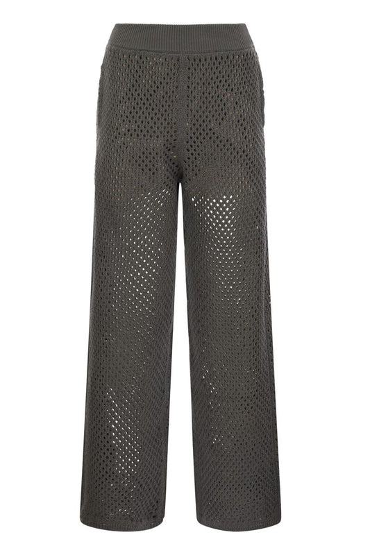 Net knit cotton trousers