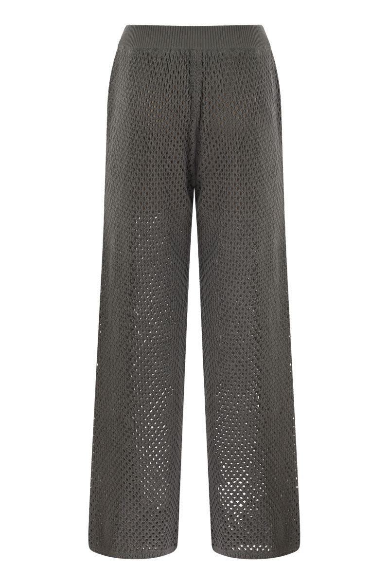 Net knit cotton trousers