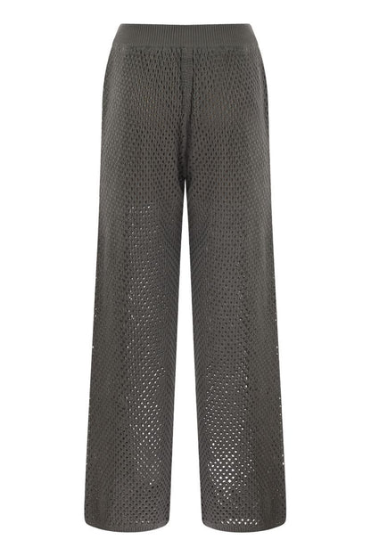 Net knit cotton trousers