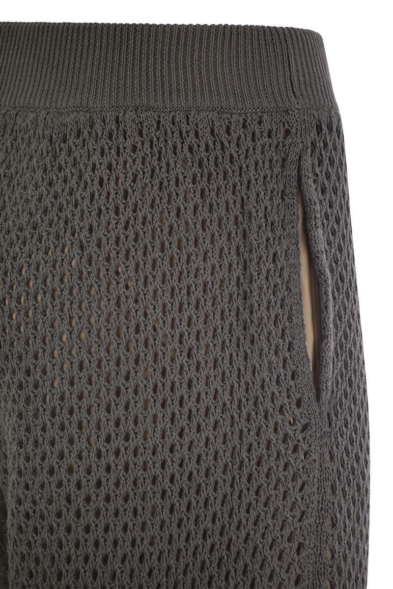 Net knit cotton trousers