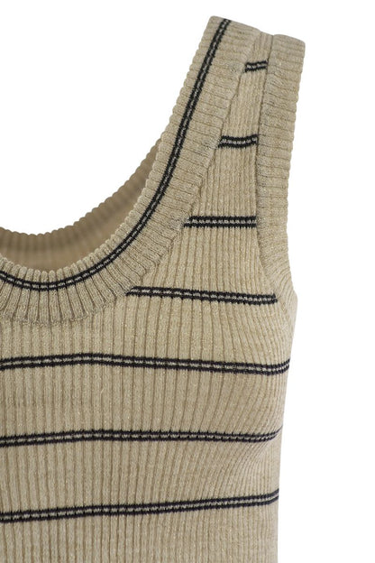 Sparkling linen and cotton ribbed knit top