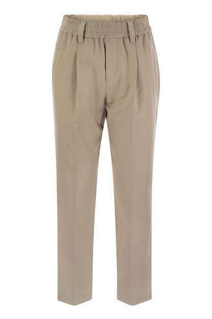 Stretch cotton cover-up trousers with jewellery