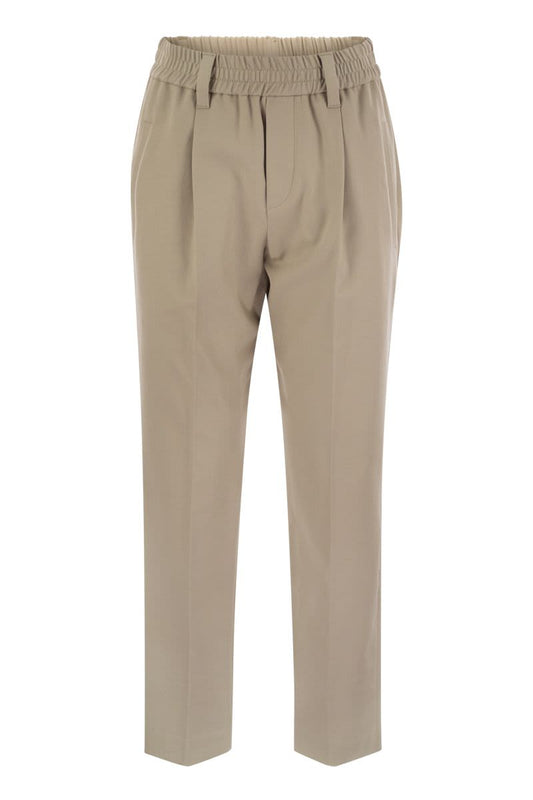 Stretch cotton cover-up trousers with jewellery