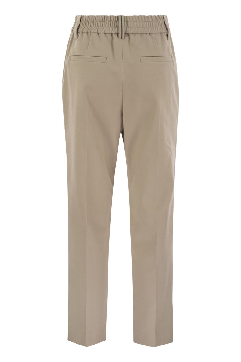 Stretch cotton cover-up trousers with jewellery