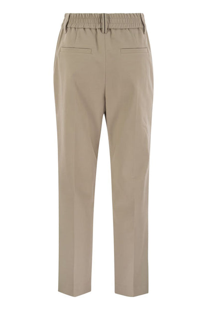 Stretch cotton cover-up trousers with jewellery