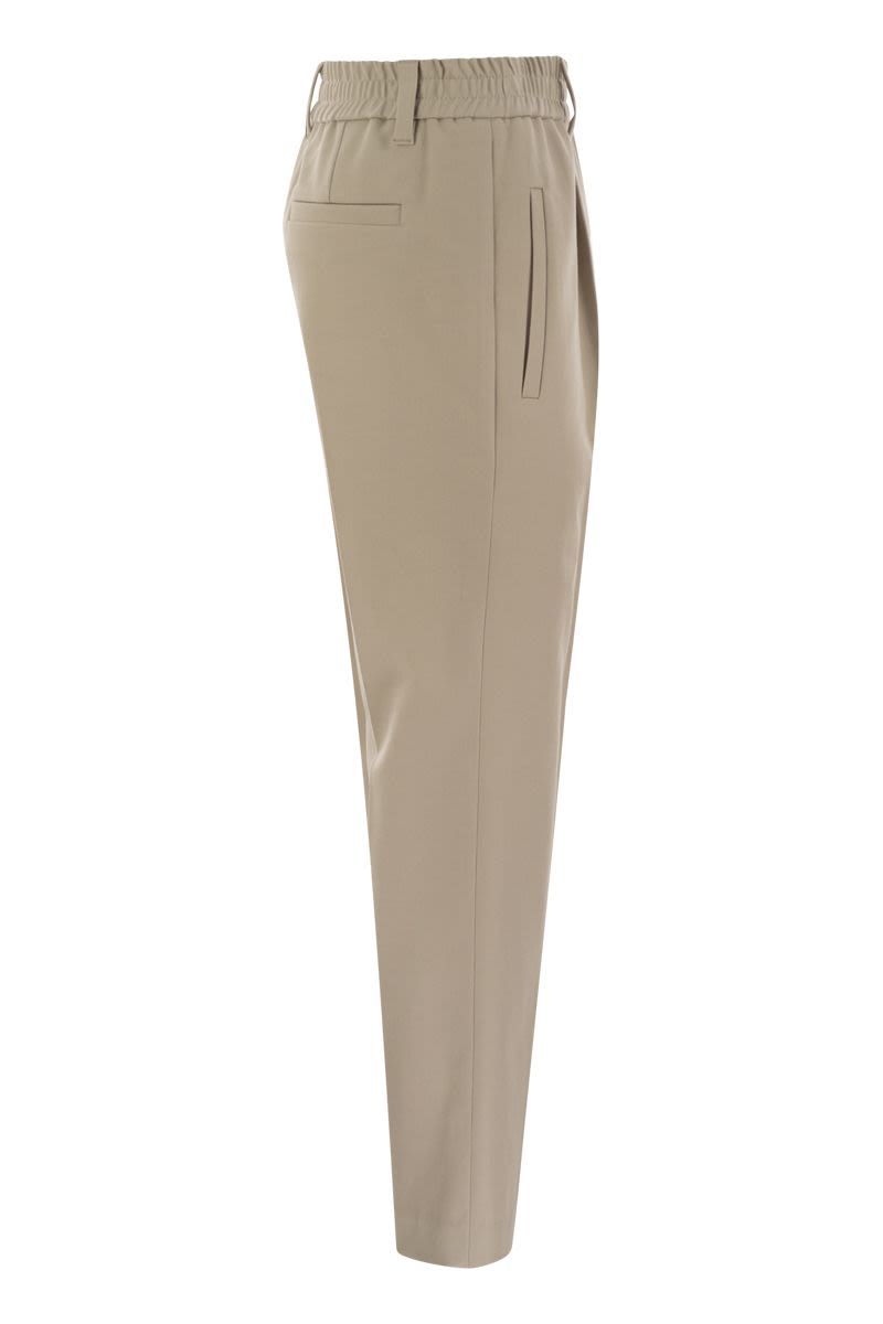 Stretch cotton cover-up trousers with jewellery