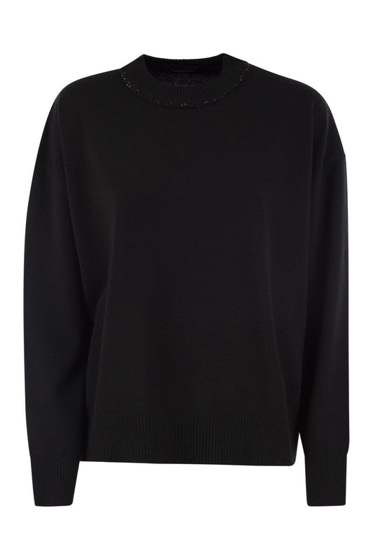 Crew-neck sweater with sequins