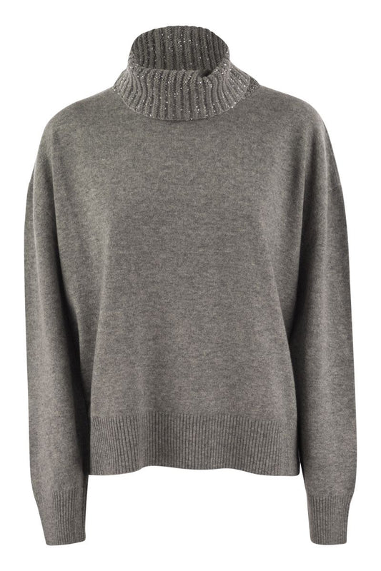 Turtleneck sweater in wool, silk and cashmere