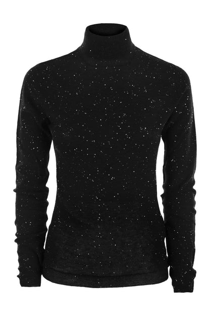 Turtleneck sweater with micro sequins