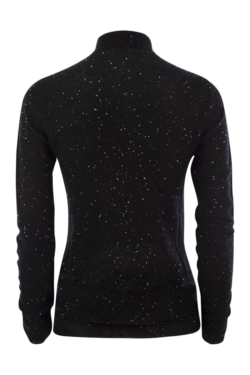 Turtleneck sweater with micro sequins