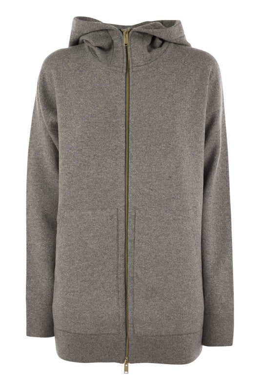 Platinum cardigan with hood and zip