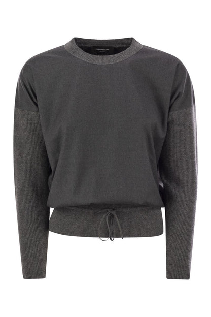 Cropped crew-neck sweater