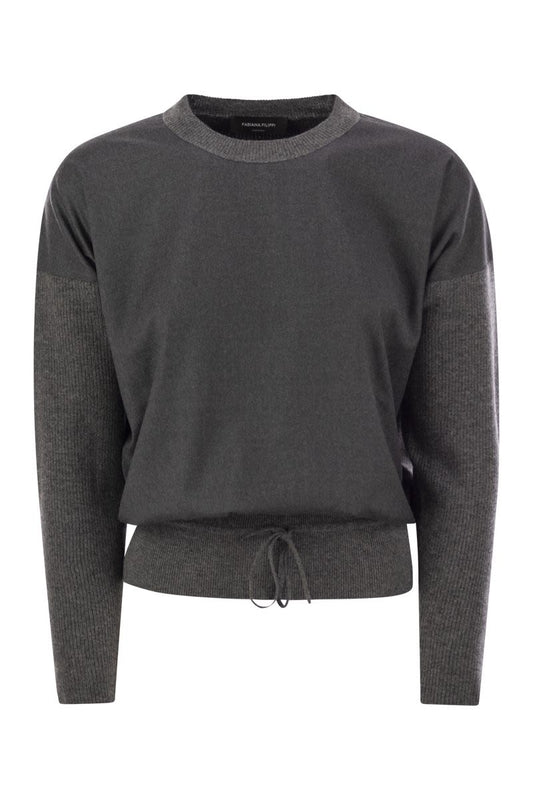 Cropped crew-neck sweater