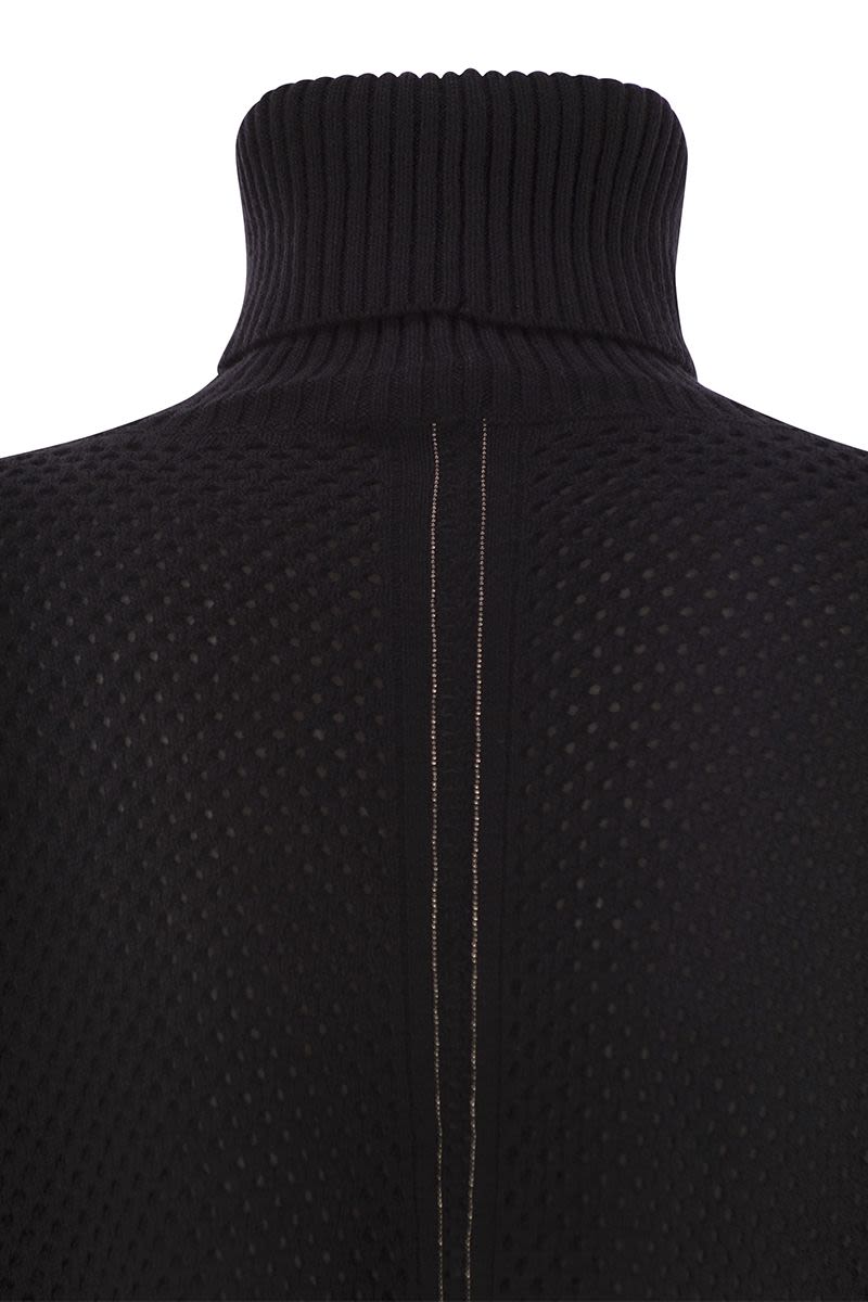 Platinum over turtleneck sweater