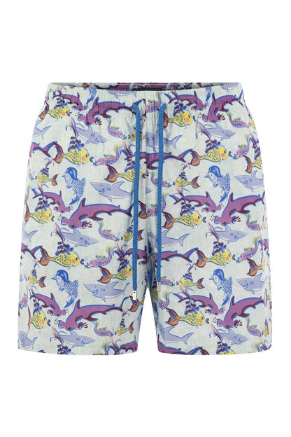 Ultralight, foldable beach shorts with print