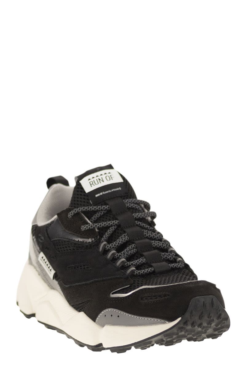 Leather and fabric trainers