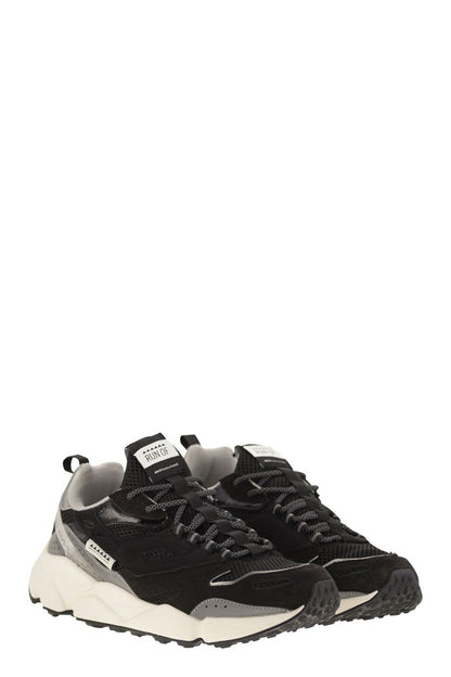 Leather and fabric trainers