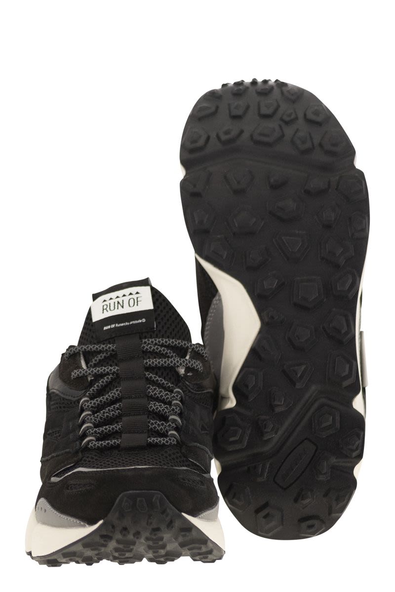 Leather and fabric trainers