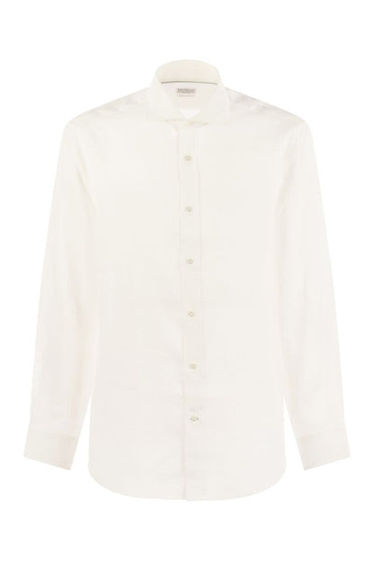 Easy fit linen shirt with French collar